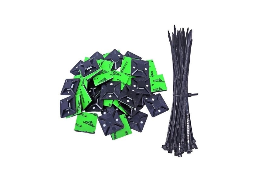 Fixador autoadesivo com abraçadeira para instalação veicular