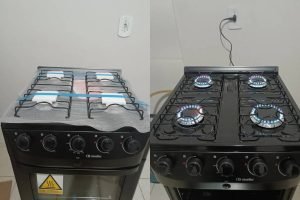 Fogão Mueller 4 Bocas mesa esmaltada preta